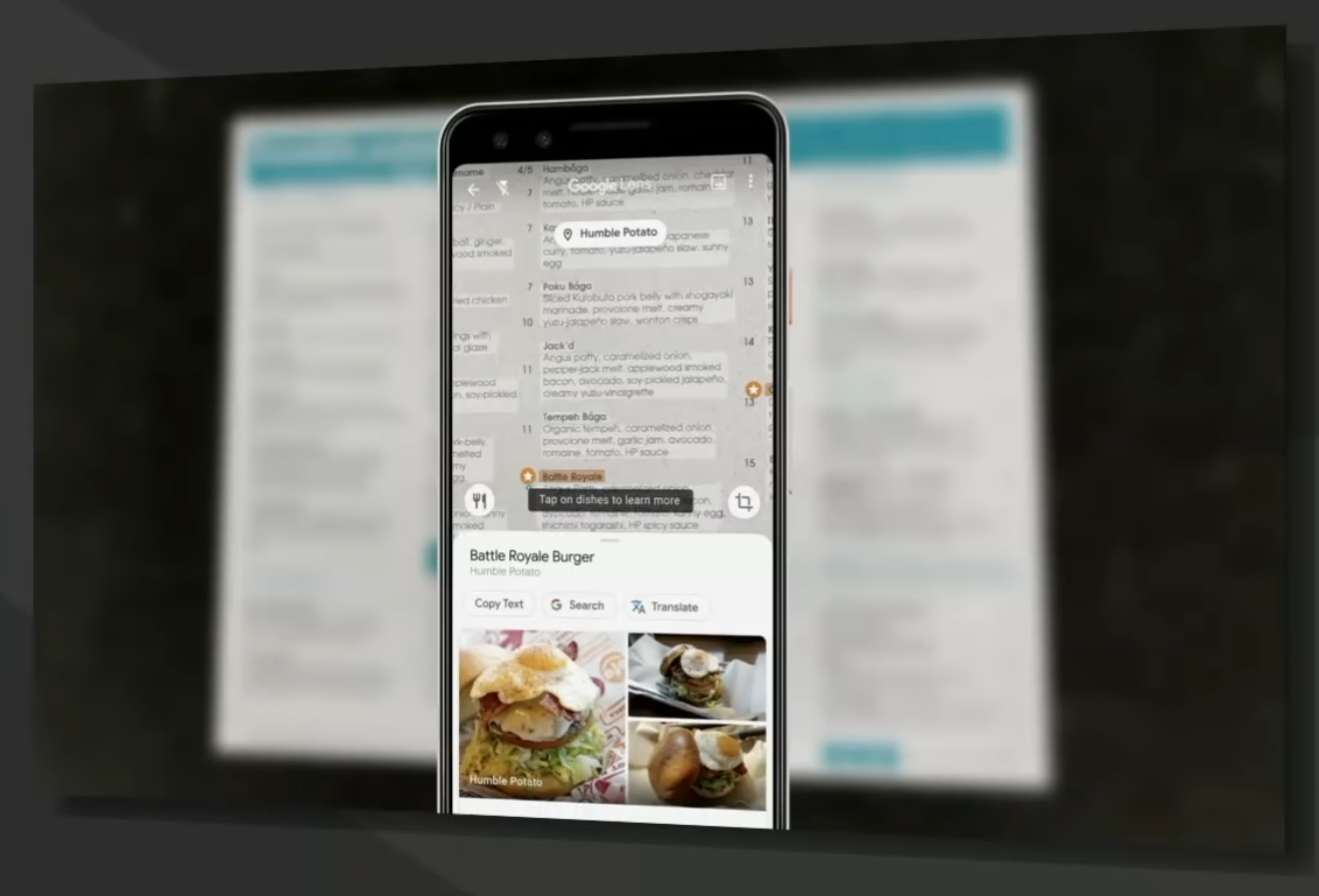Google Lens with restaurant menu!